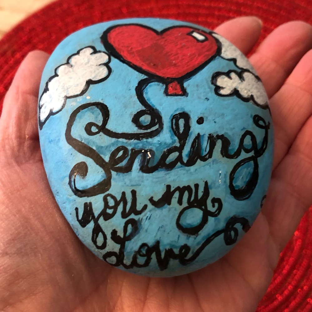 SENDING YOU MY LOVE HAND PAINTED ROCK - Picture 6 of 11